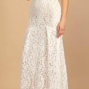 Lulu's White Lace Maxi Dress
